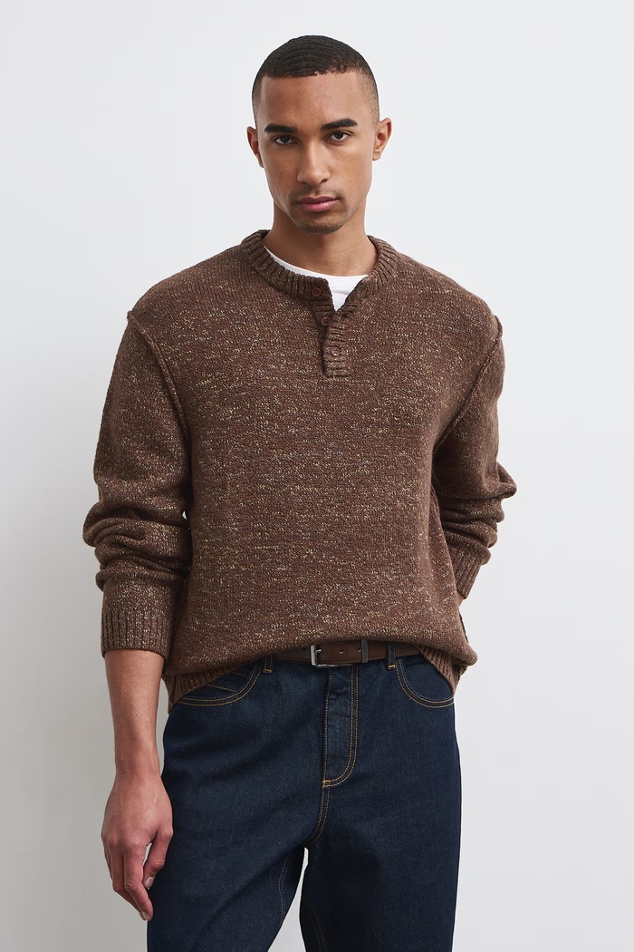 Sweter męski melanżowy brązowy RW26-SWM905