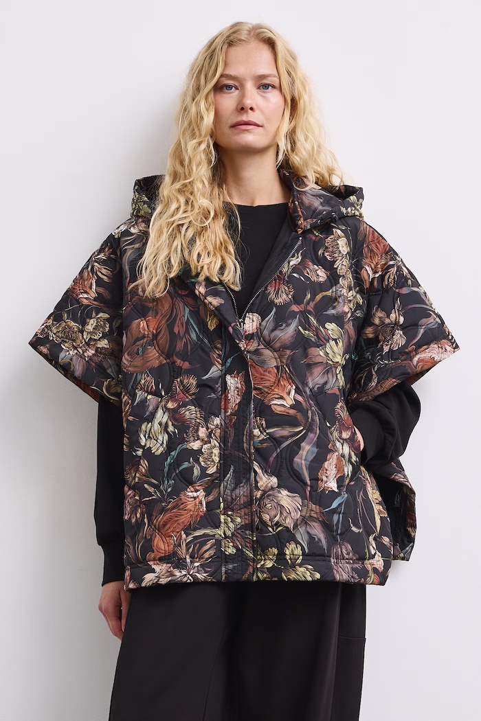 Poncho damskie z motywem zwierzęcym czarny RW26-SYD503