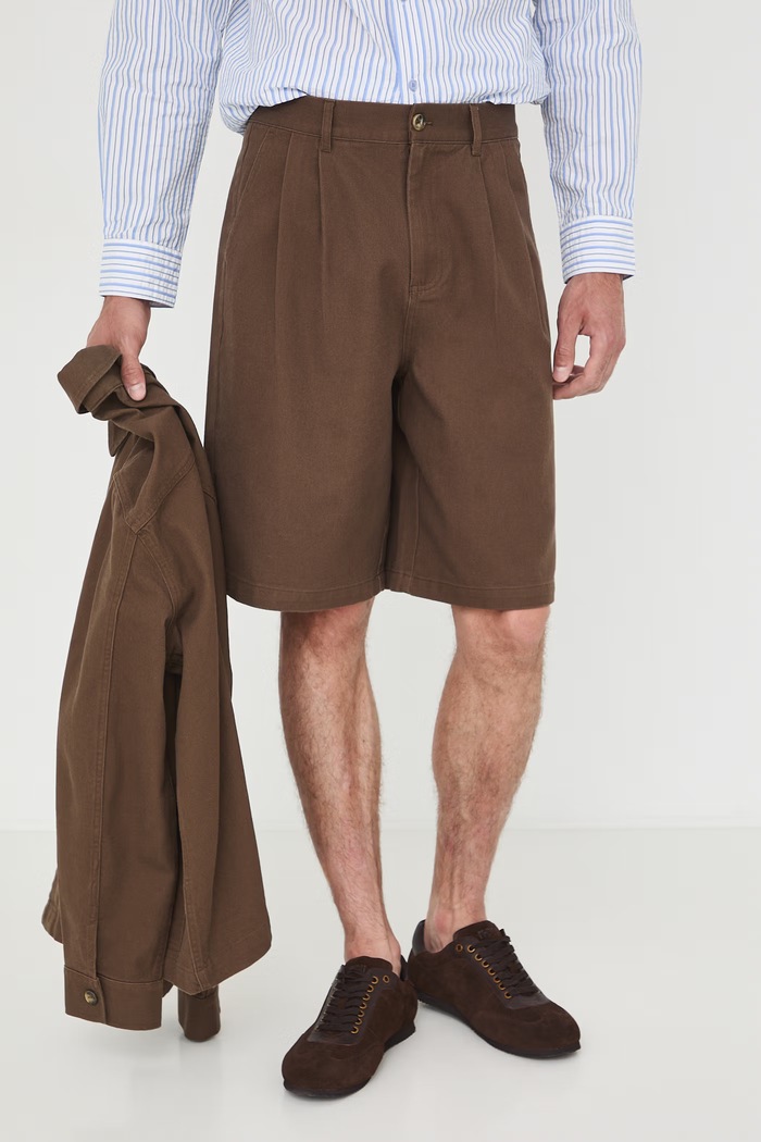 Szorty chino męskie bawełniane RW26-SZM200 brązowy RW26