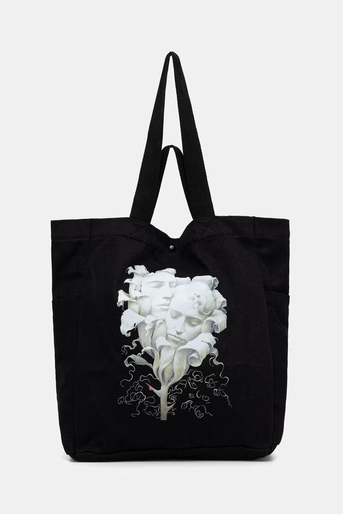 Torebka shopper damska bawełniana z kolekcji Wiesław Wałkuski x Medicine RW26-TCD750 czarny RW26