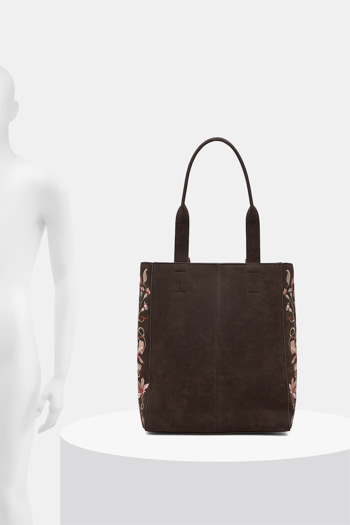 Torebka shopper damska z imitacji zamszu z haftami RW26-TOD205