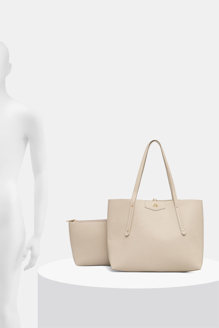 Kabelka typu shopper dámska z imitácie kože hladká RW26-TOD209 béžová
