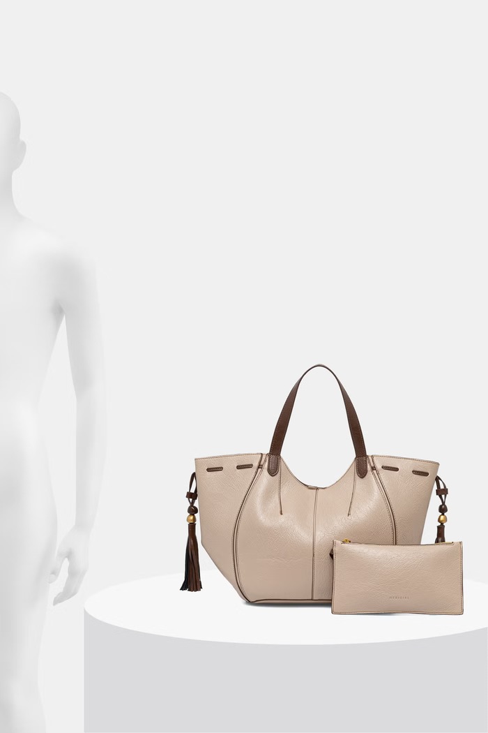 Kabelka typu shopper dámska z imitácie kože s visiacimi korálkami RW26-TOD301