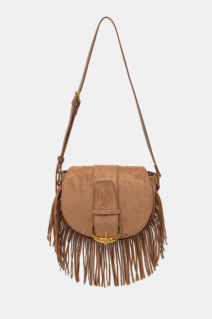 Medicine torebka crossbody damska z imitacji zamszu brązowy RW26-TOD316