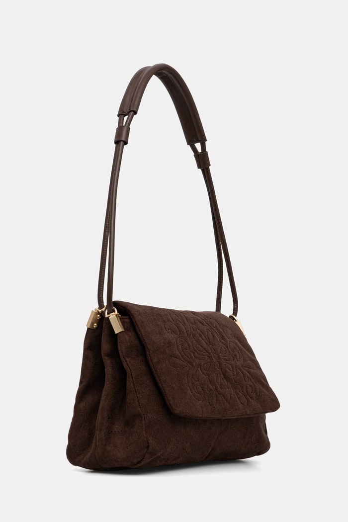Akcesoria Medicine Torebka crossbody damska z imitacji zamszu RW26-TOD402 brązowy