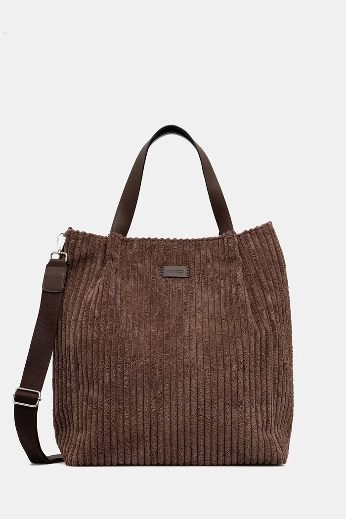 Torebka shopper damska sztruksowa RW26-TOD404 brązowy RW26