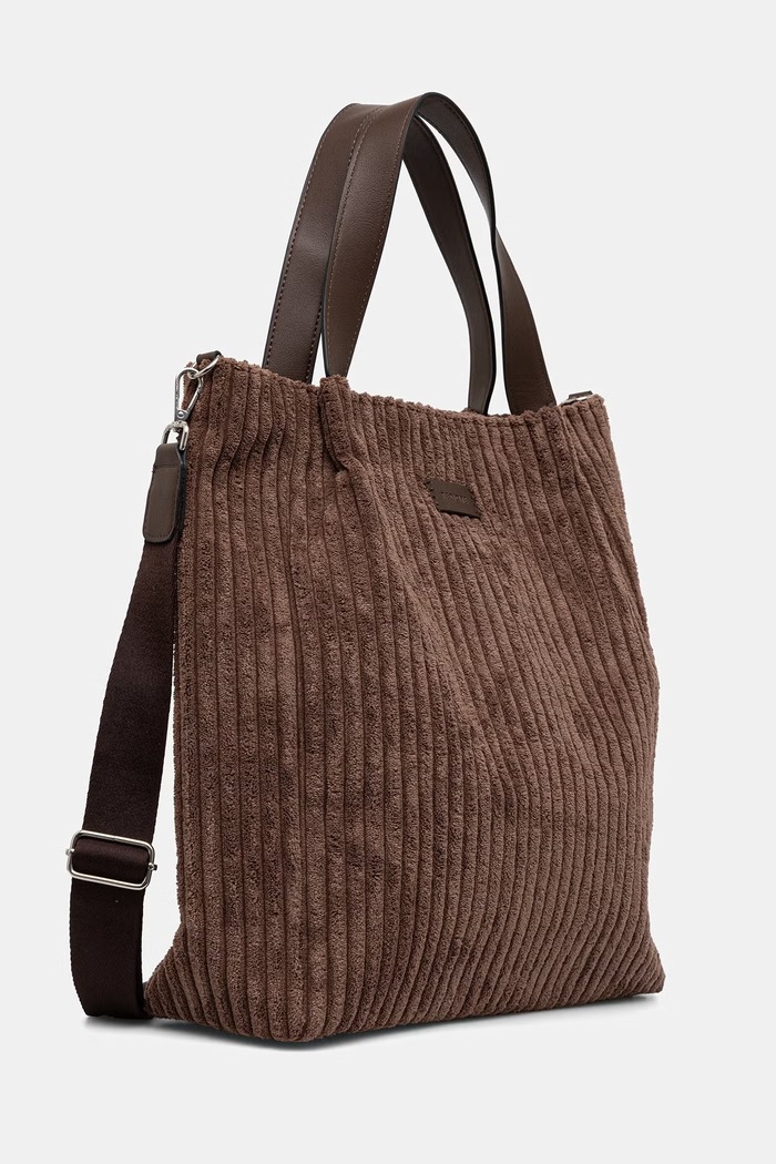 Akcesoria Torebka shopper damska sztruksowa RW26-TOD404 brązowy