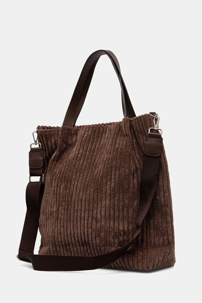Torebka shopper damska sztruksowa brązowy RW26-TOD404