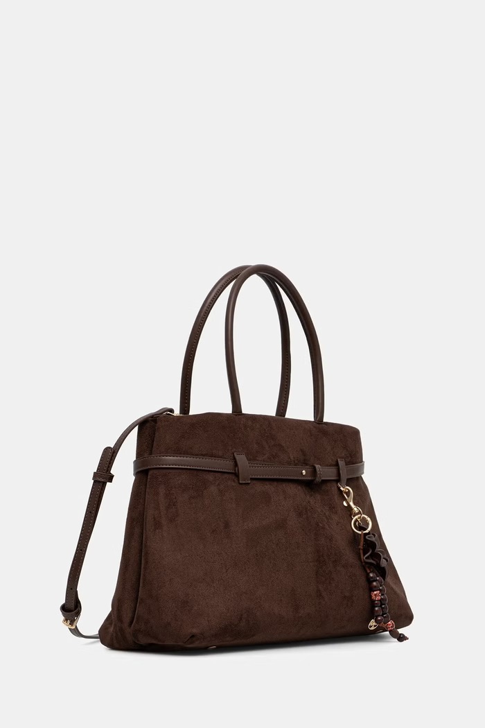 Akcesoria Medicine Torebka shopper damska z imitacji zamszu RW26-TOD407 brązowy