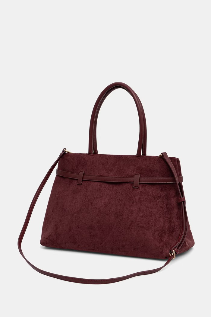 Akcesoria Medicine Torebka shopper damska z imitacji zamszu RW26-TOD407 bordowy
