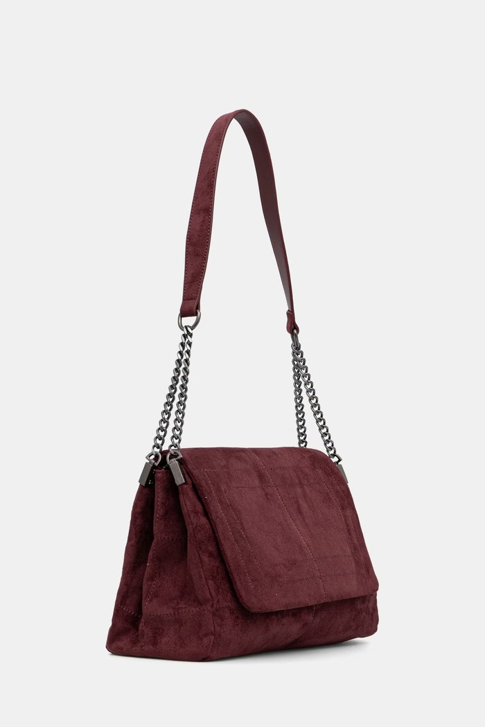 Akcesoria Medicine Torebka crossbody damska z imitacji zamszu RW26-TOD410 bordowy