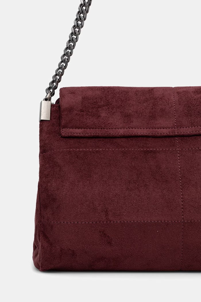 Torebka crossbody damska z imitacji zamszu Medicine RW26-TOD410 bordowy