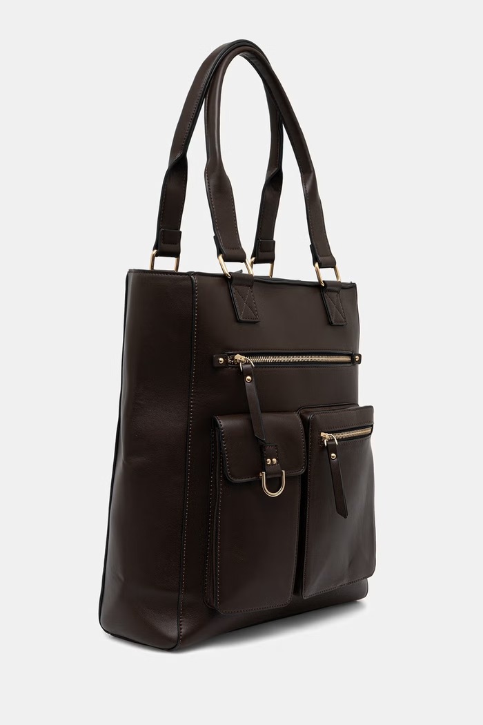 Akcesoria Medicine Torebka shopper damska z imitacji skóry RW26-TOD511 brązowy
