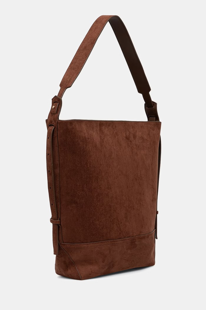 Akcesoria Medicine Torebka shopper damska z imitacji zamszu RW26-TOD604 brązowy