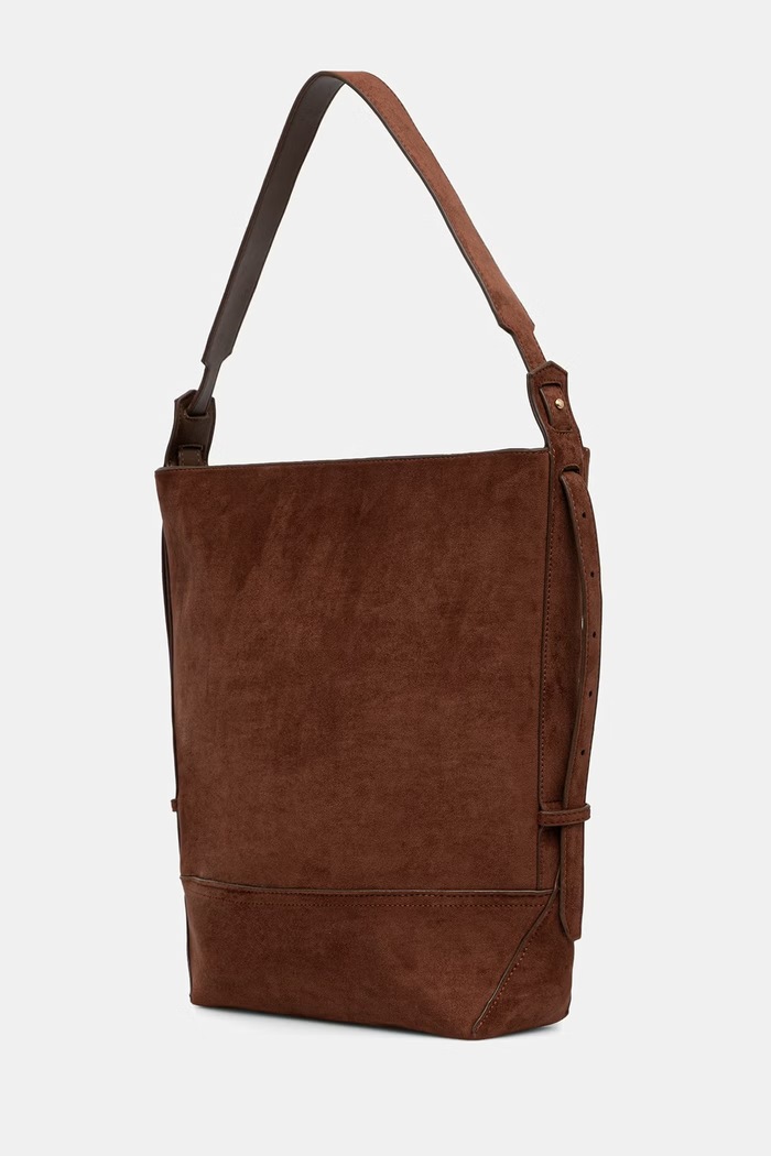 Torebka shopper damska z imitacji zamszu Medicine RW26-TOD604 brązowy