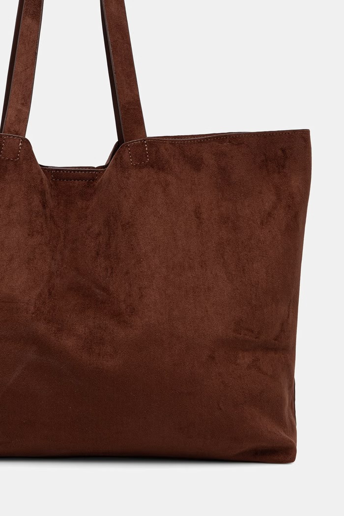 Akcesoria Medicine Torebka shopper damska z imitacji zamszu RW26-TOD706 brązowy