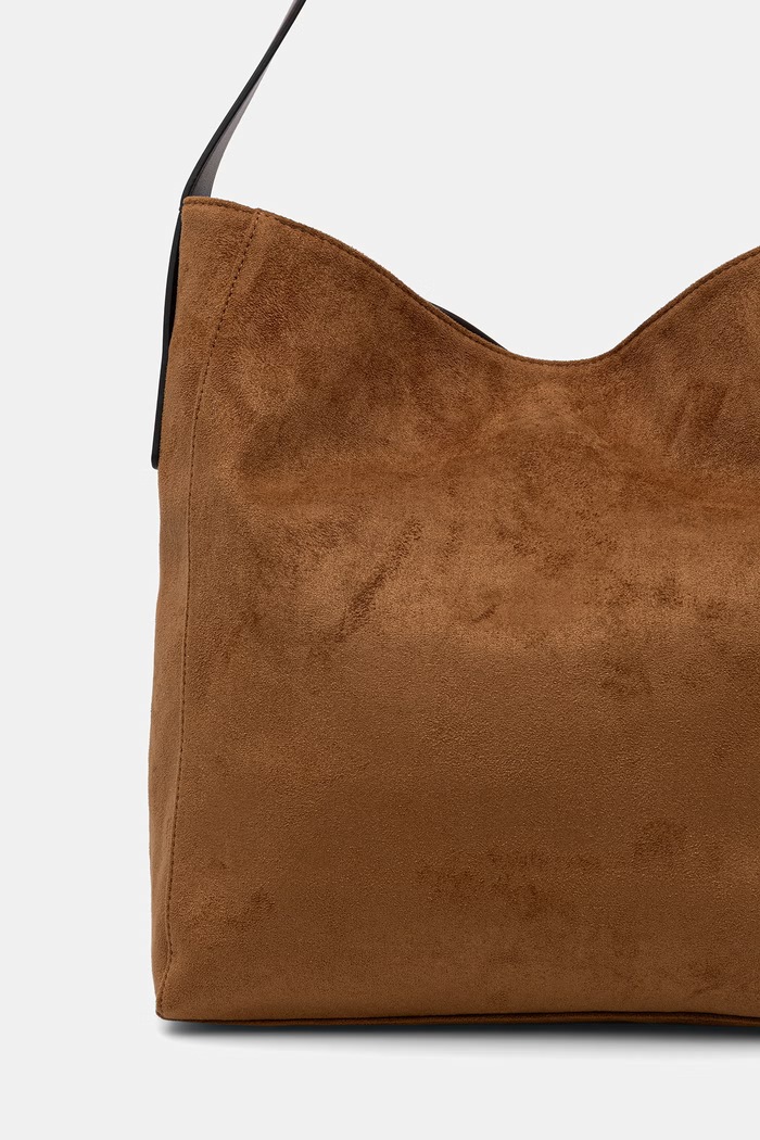 Akcesoria Medicine Torebka hobo damska z imitacji zamszu RW26-TOD905 brązowy