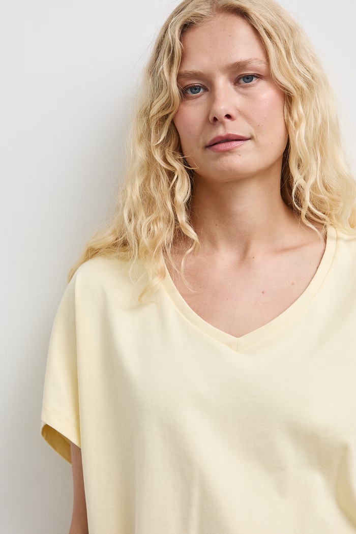 T-shirt damski bawełniany gładki żółty RW26-TSD010