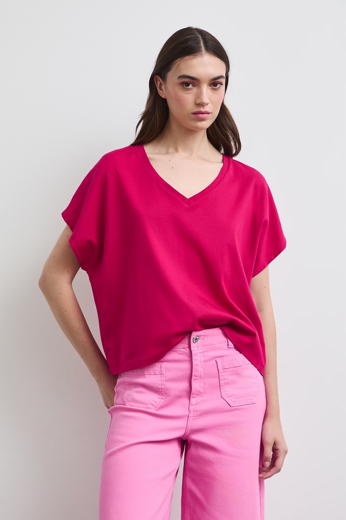T-shirt damski bawełniany gładki RW26-TSD010 różowy RW26
