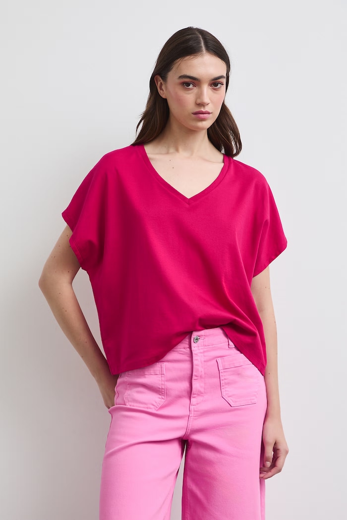 T-shirt damski bawełniany gładki RW26-TSD010 różowy RW26