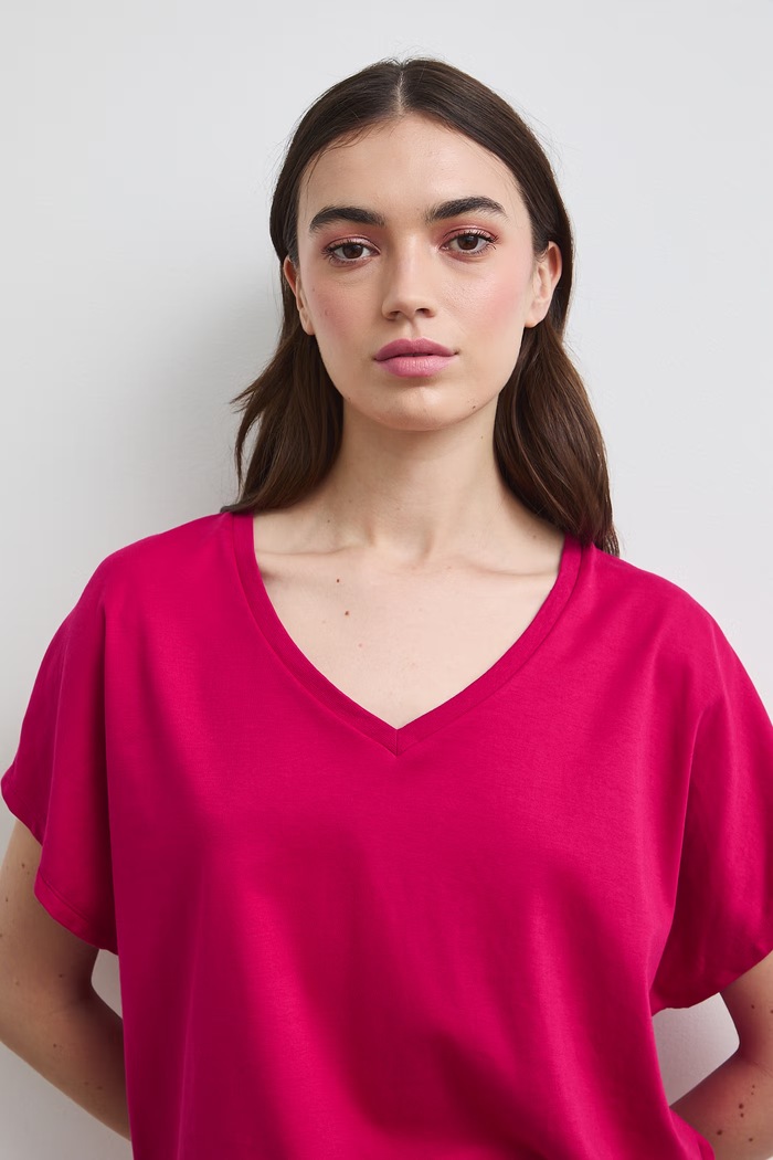 T-shirt damski bawełniany gładki różowy RW26-TSD010