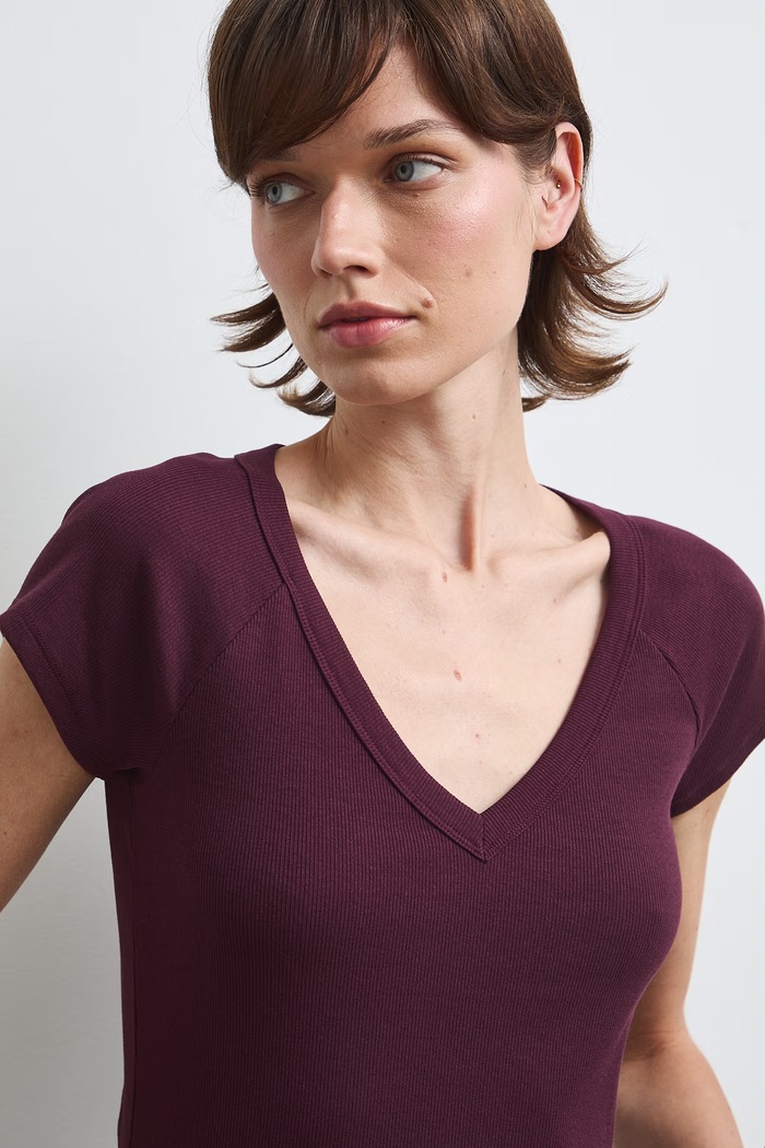 Medicine T-shirt damski bawełniany z elastanem bordowy RW26-TSD030