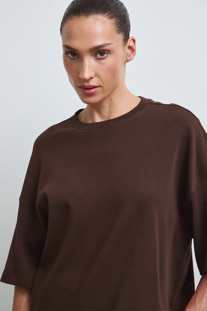 T-shirt damski bawełniany brązowy RW26-TSD034