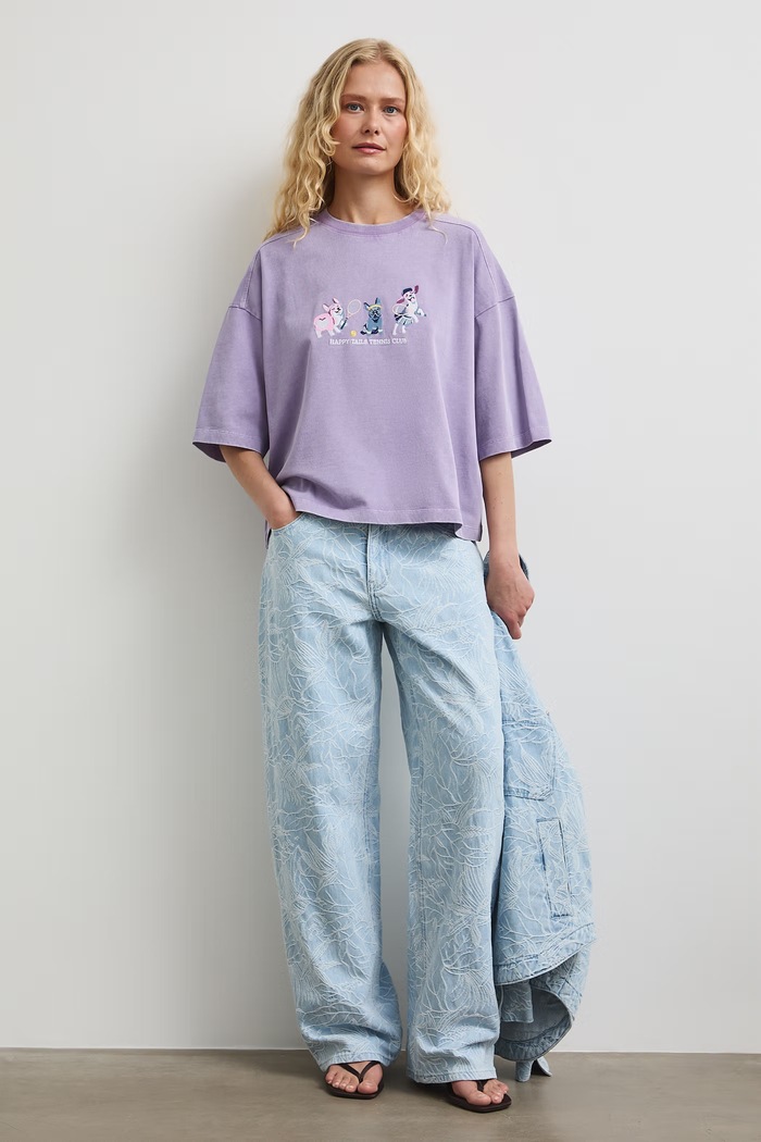T-shirt damski bawełniany z motywem zwierzęcym RW26-TSD103 fioletowy RW26