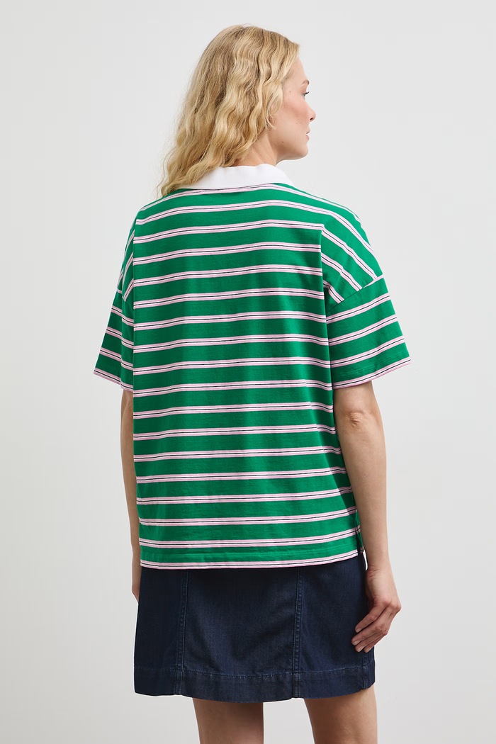 Odzież T-shirt damski bawełniany w paski RW26-TSD110 zielony