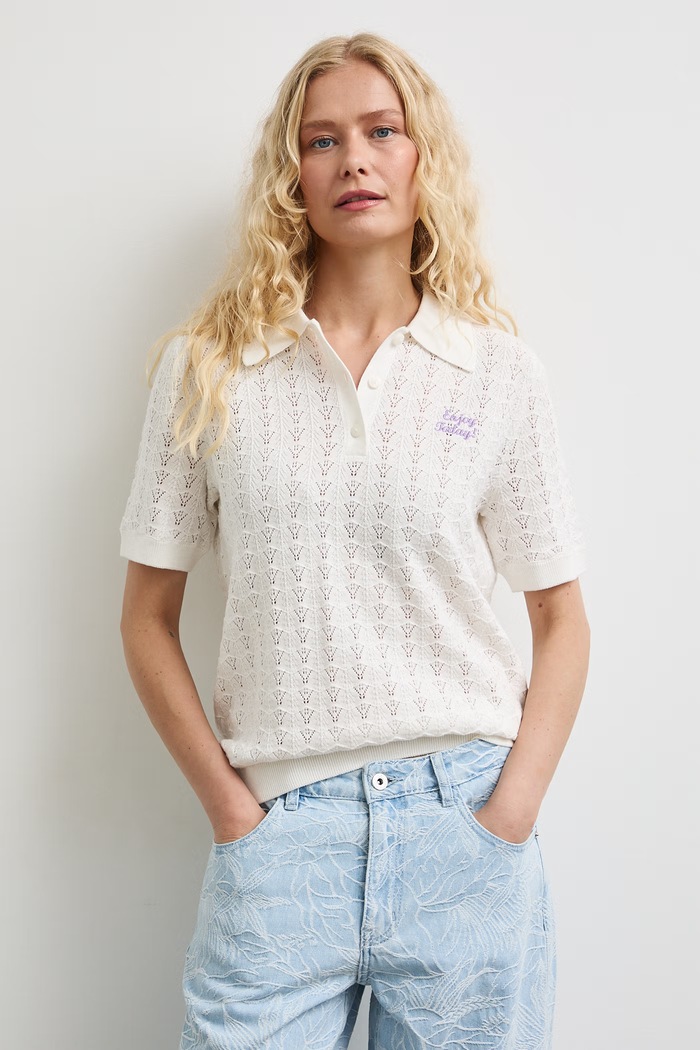 Medicine T-shirt swetrowy damski bawełniany beżowy RW26-TSD113