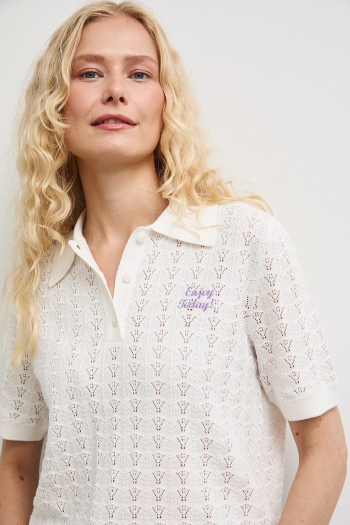 Medicine T-shirt swetrowy damski bawełniany beżowy RW26-TSD113