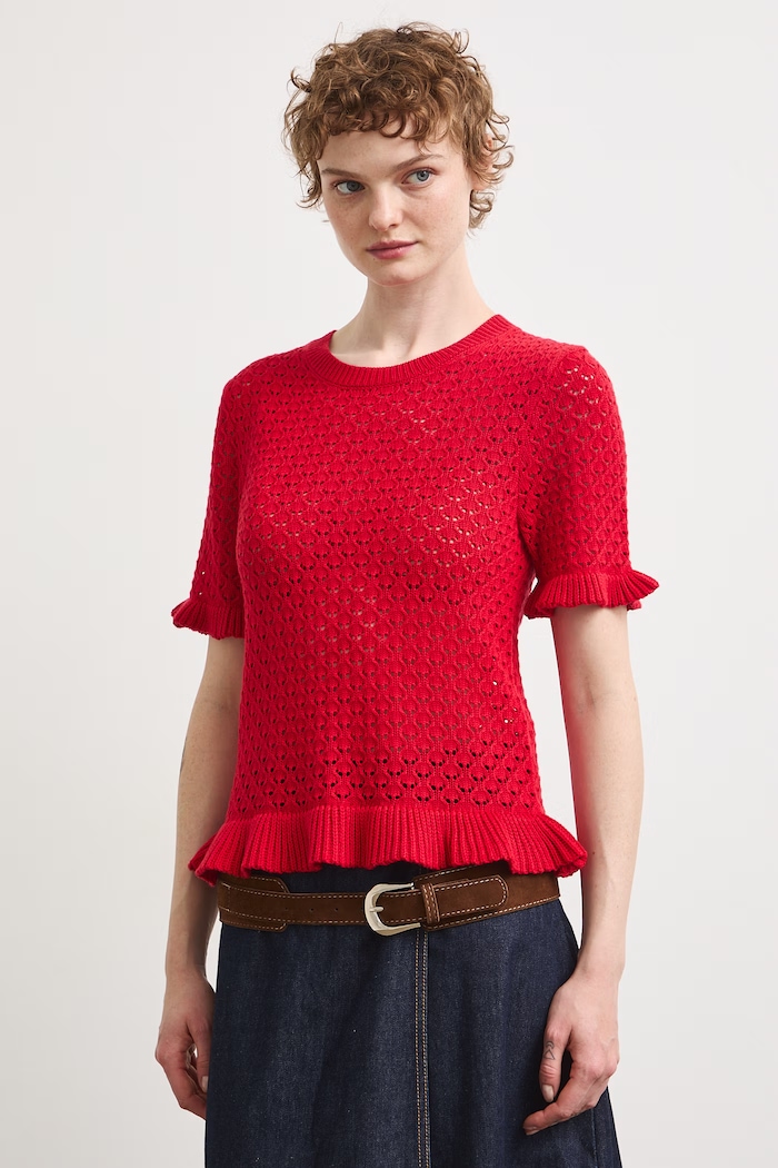 Medicine T-shirt swetrowy damski bawełniany RW26-TSD204 czerwony RW26