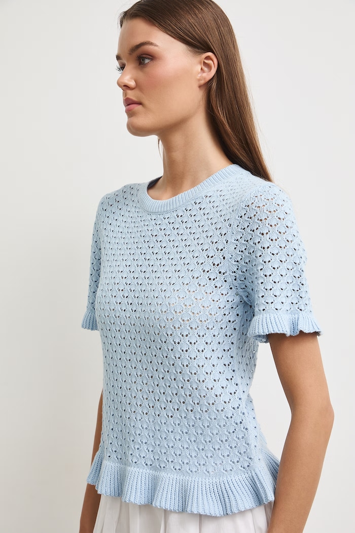 Medicine T-shirt swetrowy damski bawełniany niebieski RW26-TSD204