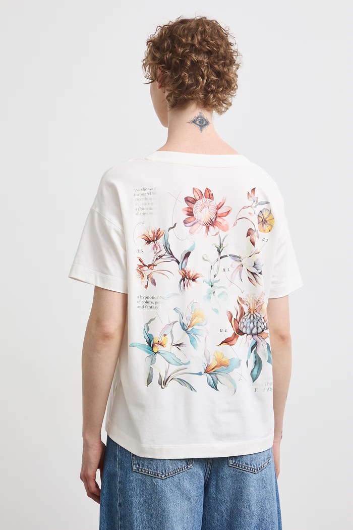 Odzież T-shirt damski bawełniany z elastanem z nadrukiem RW26-TSD208 beżowy