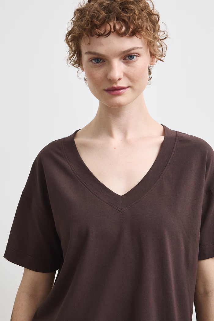 Medicine T-shirt damski bawełniany z elastanem brązowy RW26-TSD208