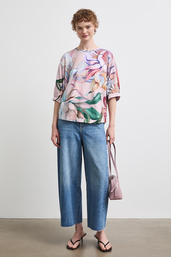 Medicine T-shirt oversize damski bawełniany z elastanem RW26-TSD209 różowy RW26