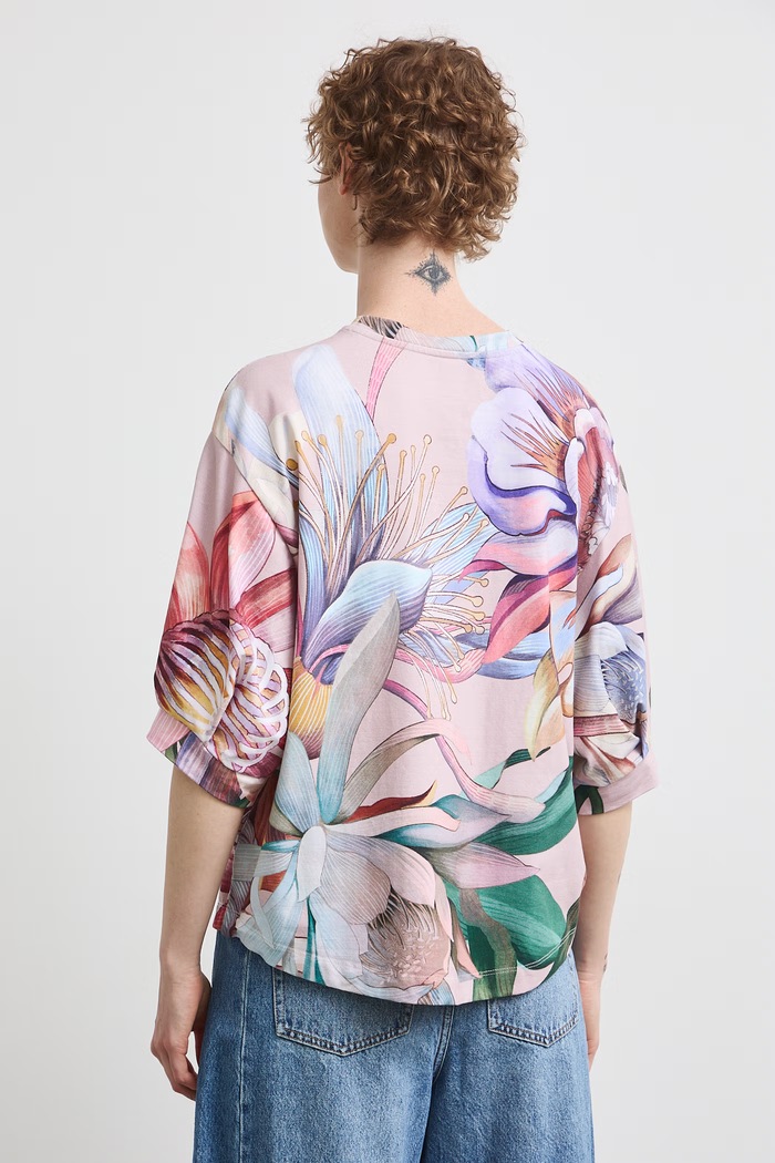 Odzież Medicine T-shirt oversize damski bawełniany z elastanem RW26-TSD209 różowy