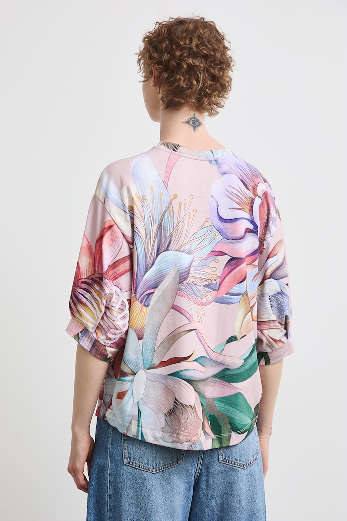 Odzież Medicine T-shirt oversize damski bawełniany z elastanem RW26-TSD209 różowy