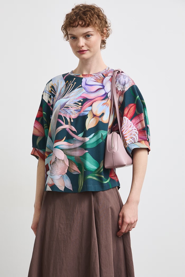 Medicine T-shirt oversize damski bawełniany z elastanem RW26-TSD209 turkusowy RW26