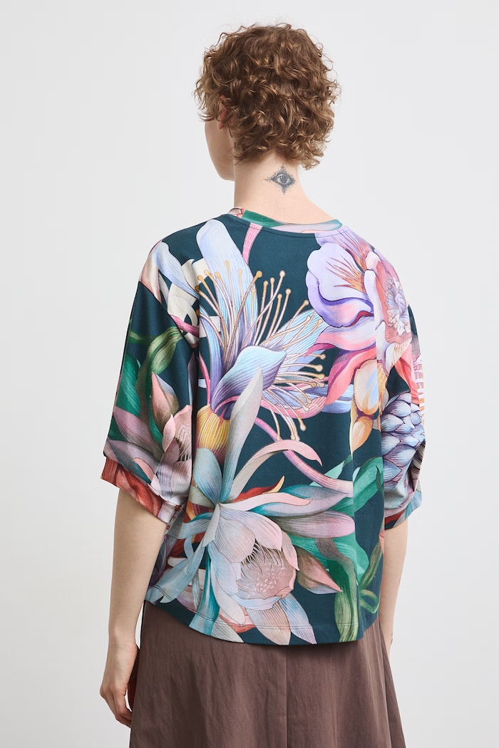 Odzież Medicine T-shirt oversize damski bawełniany z elastanem RW26-TSD209 turkusowy