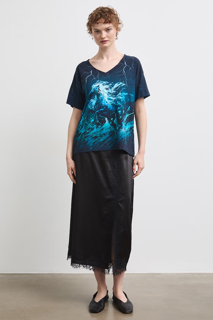 Ρούχα Medicine t-shirt γυναικείο βαμβακερό με ελαστάν RW26-TSD251 σκούρο μπλε