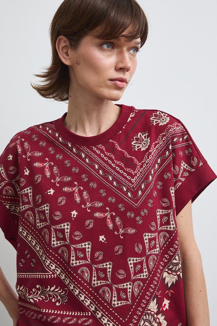 Medicine T-shirt damski bawełniany bordowy RW26-TSD302