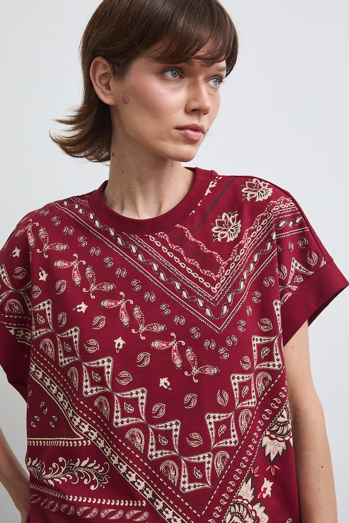Medicine T-shirt damski bawełniany bordowy RW26-TSD302