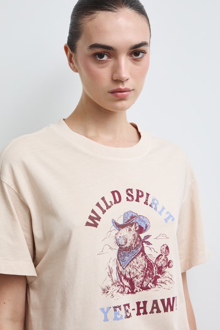 Medicine T-shirt damski bawełniany beżowy RW26-TSD310