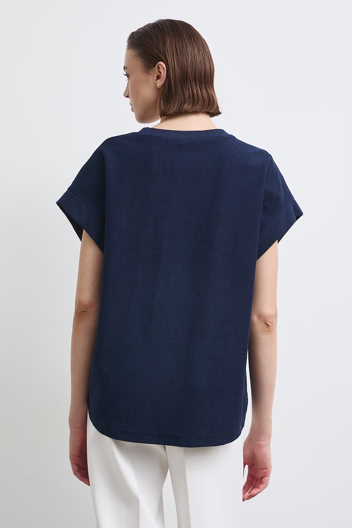 Odzież T-shirt damski bawełniany heavyweight RW26-TSD403 granatowy