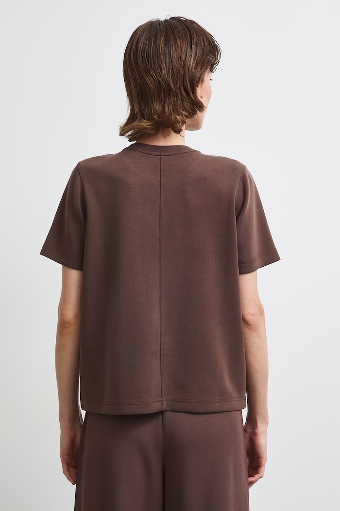 Odzież T-shirt damski z modalem gładki interlock RW26-TSD405 brązowy