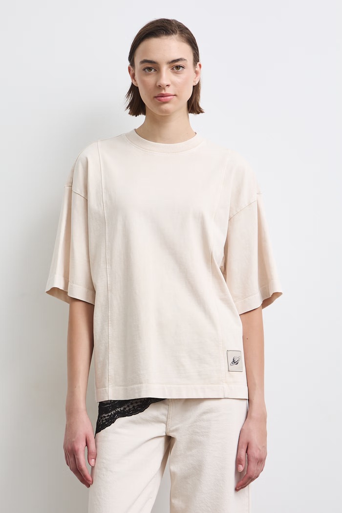 T-shirt damski bawełniany heavyweight z kolekcji ESA x Medicine RW26-TSD451 beżowy RW26