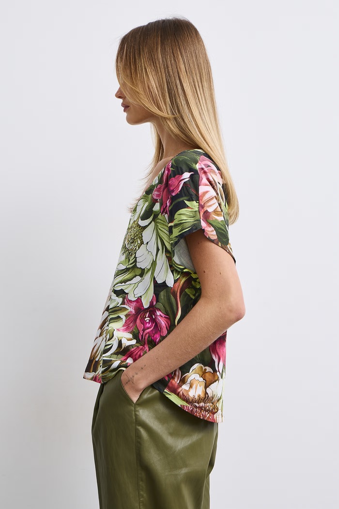 T-shirt damski bawełniany w kwiaty RW26-TSD509 multicolor