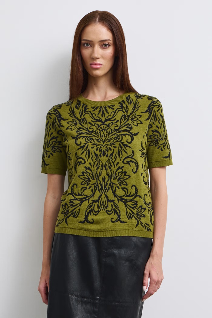 T-shirt swetrowy damski z wiskozą RW26-TSD511 zielony RW26