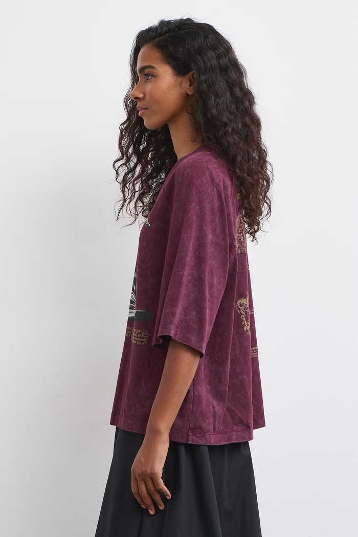 Odzież Medicine T-shirt oversize damski bawełniany RW26-TSD671 bordowy